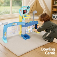 Keezi Kids Basketball Hoop Stand Bowling Baseball Golf Game Sports Toys Set Blue thumbnail