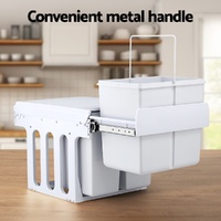 Cefito Pull Out Bin Kitchen Triple Slide Garbage Rubbish Bins Basket White 31L thumbnail