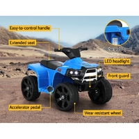 Rigo Kids Ride On ATV Quad Motorbike Car 4 Wheeler Electric Toys Battery Blue thumbnail