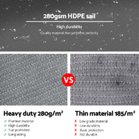 Instahut Shade Sail 6x6x6m Triangle 280GSM 98% Grey Shade Cloth thumbnail