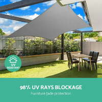 Instahut Shade Sail 3x5m Rectangle 280GSM 98% Grey Shade Cloth thumbnail