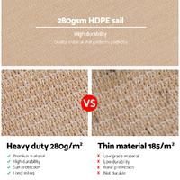 Instahut Shade Sail 5x6m Rectangle 280GSM 98% Sand Shade Cloth thumbnail