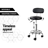 Artiss Salon Stool Swivel Chair Backrest Black thumbnail