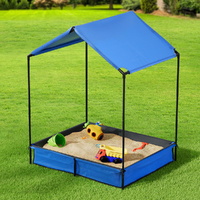 Keezi Kids Sandpit Metal Sandbox Sand Pit with Canopy Cover Outdoor Toys 120cm thumbnail