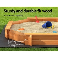 Keezi Kids Sandpit Wooden Round Sand Pit with Cover Bench Seat Beach Toys 182cm thumbnail