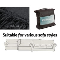 Artiss Sofa Cover Couch Covers 2 Seater Velvet Black thumbnail