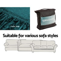 Artiss Sofa Cover Couch Covers 3 Seater Velvet Agate Green thumbnail