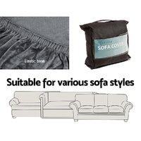 Artiss Sofa Cover Couch Covers 3 Seater Velvet Grey thumbnail