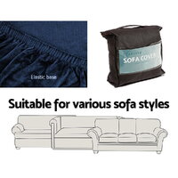 Artiss Sofa Cover Couch Covers 3 Seater Velvet Sapphire thumbnail