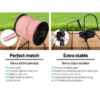Giantz Fence Energiser 3KM Solar Powered Electric 400M Poly Tape Insulator thumbnail