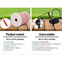 Giantz Fence Energiser 5KM Solar Powered Electric 500M Poly Wire Insulator thumbnail
