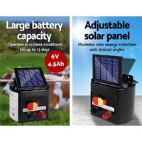 Giantz Fence Energiser 5KM Solar Powered Electric 2KM Poly Wire thumbnail