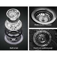 Cefito Stone Kitchen Sink Round 430MM Granite Under/Topmount Basin Bowl Laundry Black thumbnail