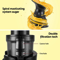 Devanti Slow Juicer Cold Press Fruit Juice Extractor 200W Black thumbnail