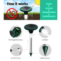 Gardeon Snake Repeller Set of 20 Multi Pulse Solar LED Plus Ultrasonic Pest Rodent thumbnail