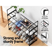 Artiss Shoe Rack 4-tier 16 Pairs Stackable Black thumbnail