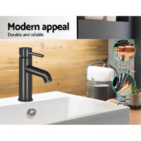 Cefito Bathroom Basin Mixer Tap Round Brass Faucet Vanity Laundry Black thumbnail