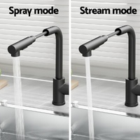 Kitchen Mixer Tap Pull Out Rectangle 2 Mode Sink Basin Faucet Swivel WELS Black thumbnail