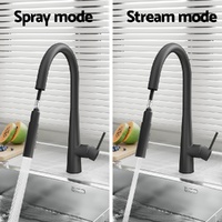 Kitchen Mixer Tap Pull Out Round 2 Mode Sink Basin Faucet Swivel WELS Black thumbnail