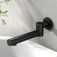 Cefito Bathroom Mixer Spout Wall Bath Tap Round Swivel Bathtub Black thumbnail