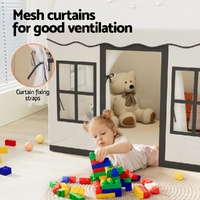 Keezi Kids Play Tent Playhouse Castle with String Lights Floor Mat Side Pocket thumbnail