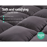 Giselle Bedding Mattress Topper Pillowtop Bamboo Charcoal Queen thumbnail
