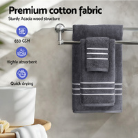 6 Pack Bath Towels Set Cotton Towel Grey thumbnail