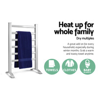 Devanti Electric Heated Towel Rail Rack 6 Bars with Timer Clothes Dry Warmer thumbnail