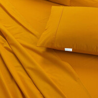 Elan Linen 100% Egyptian Cotton Vintage Washed 500TC Mustard Double Bed Sheets Set thumbnail