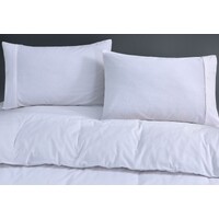 Elan Linen 100% Egyptian Cotton Vintage Washed 500TC White Queen Quilt Cover Set thumbnail