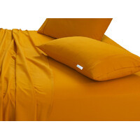 Elan Linen 100% Egyptian Cotton Vintage Washed 500TC Mustard Single Bed Sheets Set thumbnail