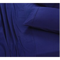 Elan Linen 100% Egyptian Cotton Vintage Washed 500TC Navy Blue Single Bed Sheets Set thumbnail