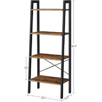 Rustic brown and black steel Metal Frame 4 Tier bookshelf thumbnail