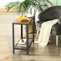 Industrial Side Table 2-Tier With Mesh and Metal Frame Rustic Brown thumbnail