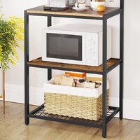 Industrial Kitchen Baker's Rack with Storage Shelves 10 Hooks and Metal Mesh Shelf 84 x 40 x 170 cm Rustic Brown thumbnail