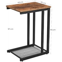 Bedside Table with Mesh Shelf, Rustic Brown thumbnail
