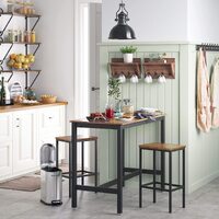 Bar Set Stools of 2 Bar Chairs, Rustic Brown thumbnail