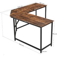 L-Shaped Computer Desk, Rustic Brown and Black thumbnail