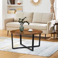 Round Coffee Table Rustic Brown and Black thumbnail