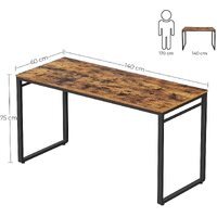 Home Office Desk with 8 Hooks 140 x 60 x 75 cm Rustic Brown and Black thumbnail