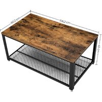 Coffee Table with Metal Frame Storage Shelf Rustic Brown thumbnail