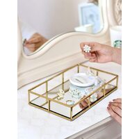 Tray Gold Mirror Decorative for Storage Jewelry and Makeup accessories thumbnail