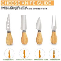 Bamboo Cheese Board Set with Knife Set with 4 Stainless Steel Knife & Thick Wooden tray for Wine Crackers, Brie and Meat thumbnail