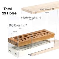 31 Holes Acrylic Bamboo Brush Holder Organiser Beauty Cosmetic Display Stand with Leather Drawer White (22.3 x 8.6 x 21.5 cm) thumbnail