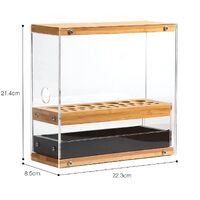 31 Holes Acrylic Bamboo Brush Holder Organiser Beauty Cosmetic Display Stand with Leather Drawer Black (22.3 x 8.6 x 21.5 cm) thumbnail