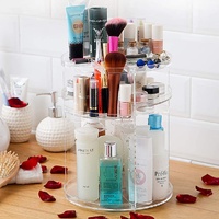 360 Degree Rotation Makeup Organizer Adjustable with Multifunction Cosmetic Storage Box thumbnail