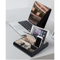 Valet Tray Leather Multi Catch Storage Box for Jewellery Accessories, Keys, Phone, Wallet, Coin, Jewellery (Black) thumbnail