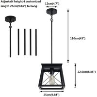 Farmhouse Pendant Light Rustic Lantern Chandelier Black thumbnail