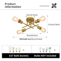 Modern Industrial Chandelier, 4 Light, Gold thumbnail
