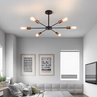 Modern Sputnik Chandelier Black Gold E27 Bulbs thumbnail